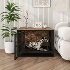 Table d'appoint niche pour chien en bois marron, 83 cm, chien unique, jusqu'à 32 kg
