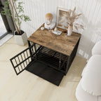 Table d'appoint niche pour chien en bois marron, 83 cm, chien unique, jusqu'à 32 kg