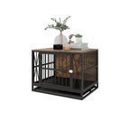 Table d'appoint niche pour chien en bois marron, 83 cm, chien unique, jusqu'à 32 kg