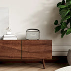 Brown 4-Door TV Stand, MDF, 3 Sizes, for 1–2 Person Household