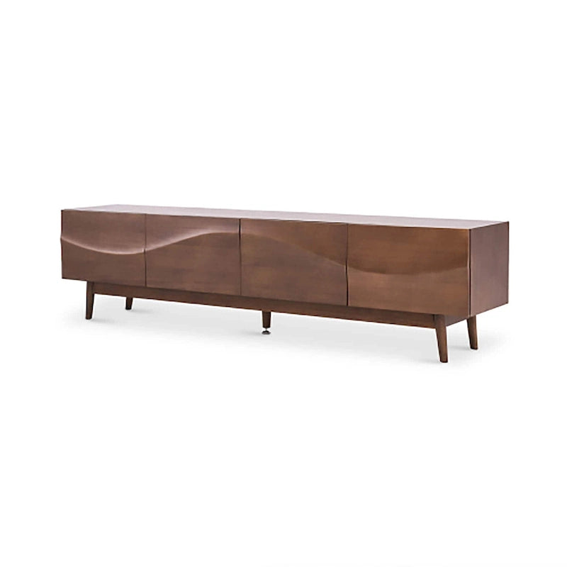 Brown 4-Door TV Stand, MDF, 3 Sizes, for 1–2 Person Household