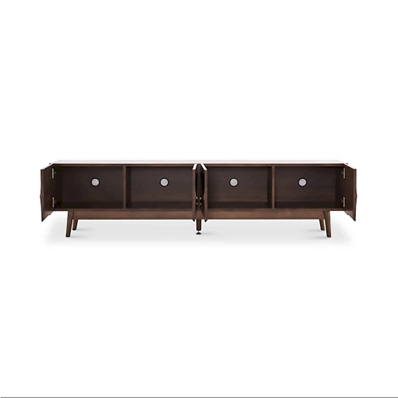 Brown 4-Door TV Stand, MDF, 3 Sizes, for 1–2 Person Household