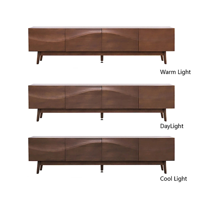 Brown 4-Door TV Stand, MDF, 3 Sizes, for 1–2 Person Household