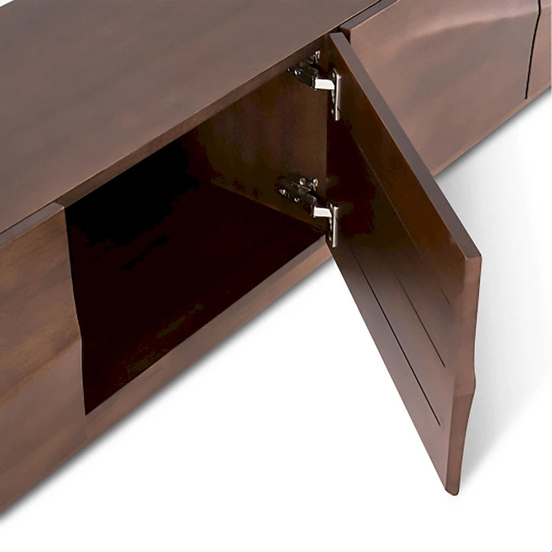 Brown 4-Door TV Stand, MDF, 3 Sizes, for 1–2 Person Household