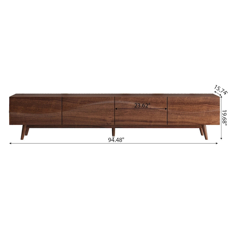 Brown 4-Door TV Stand, MDF, 3 Sizes, for 1–2 Person Household