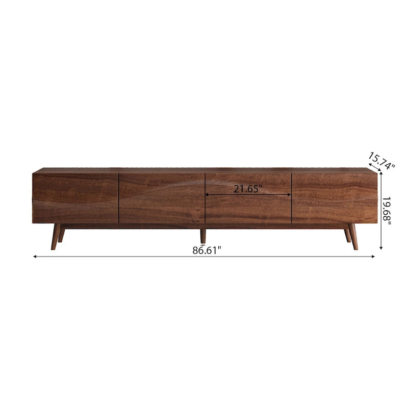 Brown 4-Door TV Stand, MDF, 3 Sizes, for 1–2 Person Household