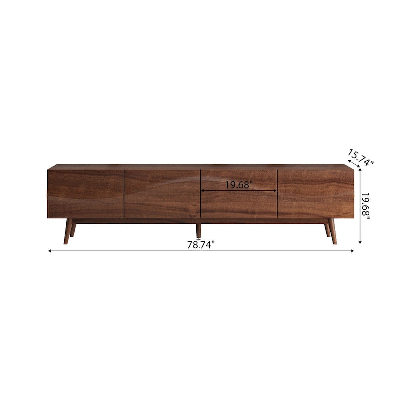 Brown 4-Door TV Stand, MDF, 3 Sizes, for 1–2 Person Household