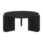 Black Round Coffee Table, Slab-Leg Style, Seats 1–4