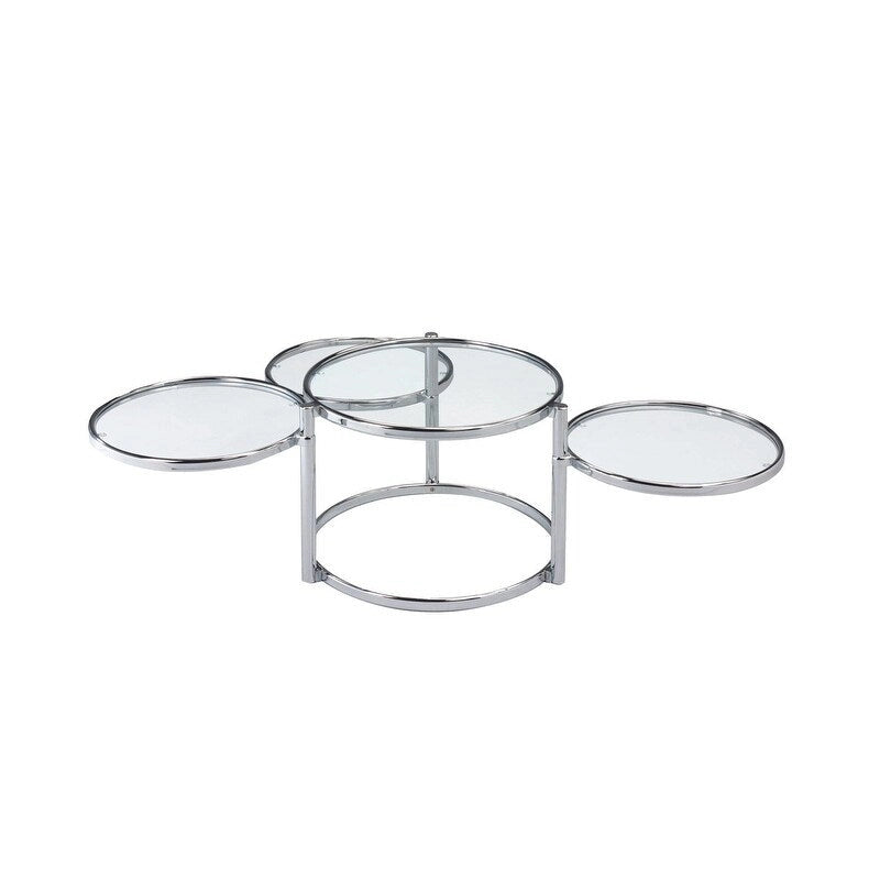 Clear Glass Chrome Coffee Table, Nesting, 3-Tier