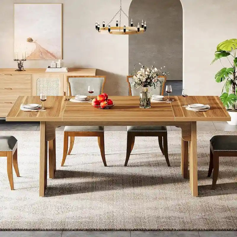 Brown Farmhouse Rectangular Dining Table, Seats 6-8