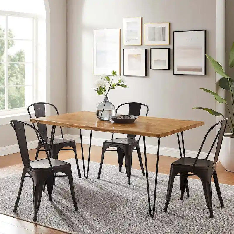 Ardor 60  Live Edge Acacia Wood Dining Table - Black Natural