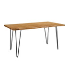 Black Natural Live Edge Acacia Wood Dining Table, Hairpin Legs, Seats up to 6