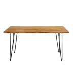 Black Natural Live Edge Acacia Wood Dining Table, Hairpin Legs, Seats up to 6