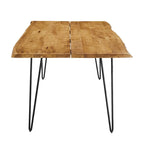 Black Natural Live Edge Acacia Wood Dining Table, Hairpin Legs, Seats up to 6