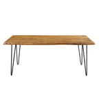 Black Natural Live Edge Acacia Wood Dining Table, Hairpin Legs, Seats up to 6