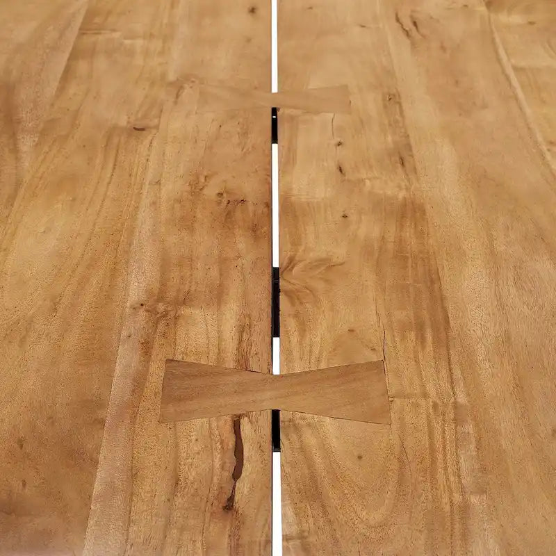 Black Natural Live Edge Acacia Wood Dining Table, Hairpin Legs, Seats up to 6