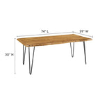 Black Natural Live Edge Acacia Wood Dining Table, Hairpin Legs, Seats up to 6