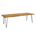 Black Natural Live Edge Acacia Wood Dining Table, Hairpin Legs, Seats up to 6