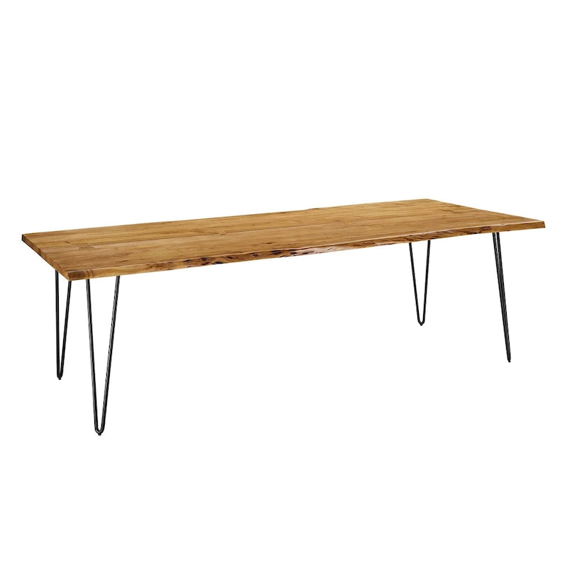 Black Natural Live Edge Acacia Wood Dining Table, Hairpin Legs, Seats up to 6