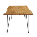 Black Natural Live Edge Acacia Wood Dining Table, Hairpin Legs, Seats up to 6