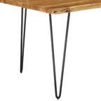 Black Natural Live Edge Acacia Wood Dining Table, Hairpin Legs, Seats up to 6