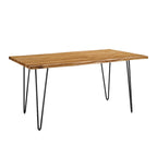 Black Natural Live Edge Acacia Wood Dining Table, Hairpin Legs, Seats up to 6