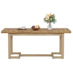 Table à manger rectangulaire naturelle, style industriel moderne, 6 places