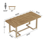 Table à manger rectangulaire naturelle, style industriel moderne, 6 places