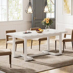 Table à manger rectangulaire naturelle, style industriel moderne, 6 places