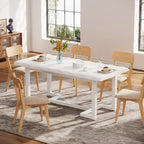 Table à manger rectangulaire naturelle, style industriel moderne, 6 places