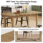Table à manger rectangulaire naturelle, style industriel moderne, 6 places