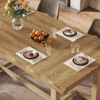 Table à manger rectangulaire naturelle, style industriel moderne, 6 places