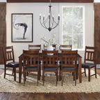 Brown Solid Wood Dining Set, Casual Style, Seats 8