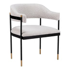 Misty Gray Teddy Fabric Dining Chair, Steel Frame, Seats 1