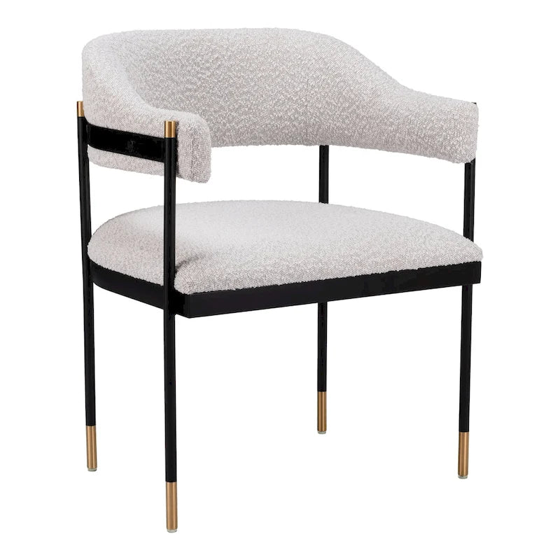 Misty Gray Teddy Fabric Dining Chair, Steel Frame, Seats 1