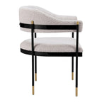 Misty Gray Teddy Fabric Dining Chair, Steel Frame, Seats 1