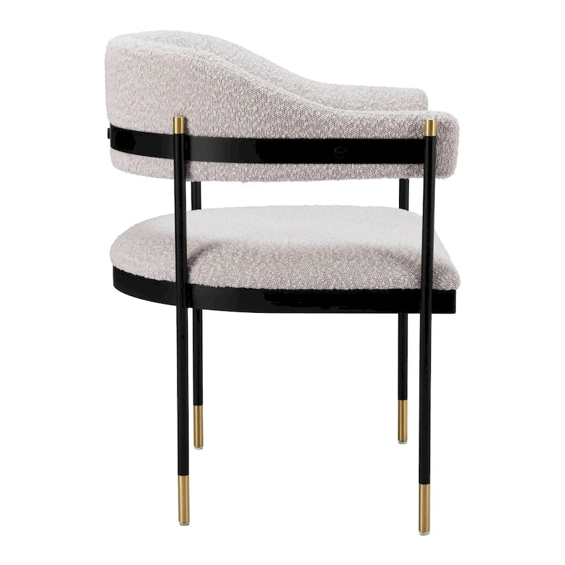 Misty Gray Teddy Fabric Dining Chair, Steel Frame, Seats 1