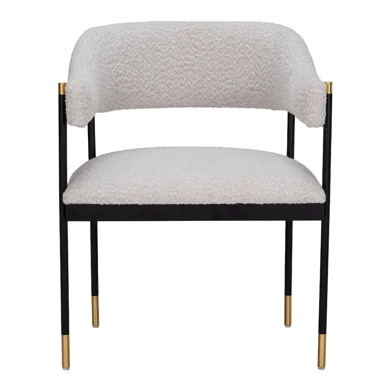 Misty Gray Teddy Fabric Dining Chair, Steel Frame, Seats 1