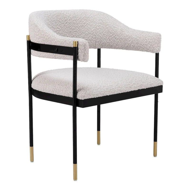 Misty Gray Teddy Fabric Dining Chair, Steel Frame, Seats 1