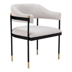Misty Gray Teddy Fabric Dining Chair, Steel Frame, Seats 1