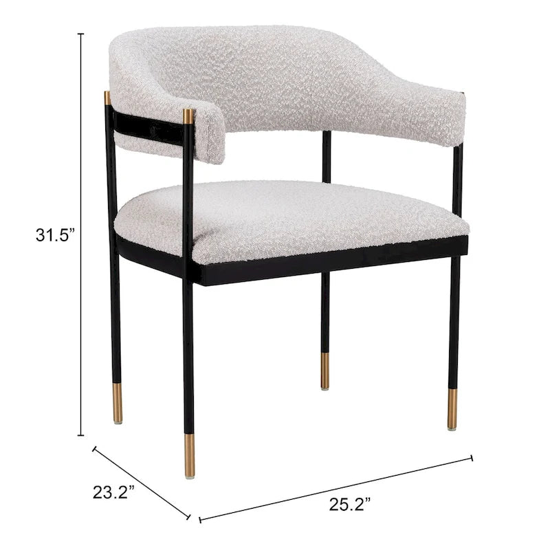 Misty Gray Teddy Fabric Dining Chair, Steel Frame, Seats 1