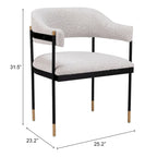 Misty Gray Teddy Fabric Dining Chair, Steel Frame, Seats 1