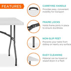 White Fold-in-Half Resin Table, 8 ft, Seats 8