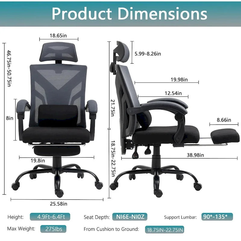 Black Mesh Swivel Office Chair, Single