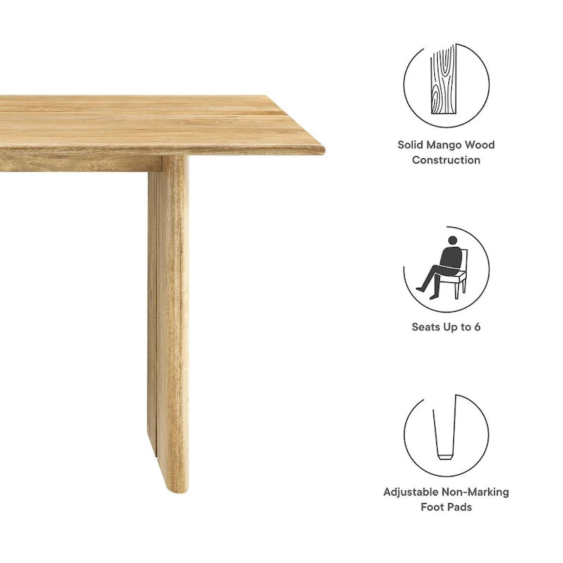Walnut / Oak Rectangular Wood Dining Table, Seats 6