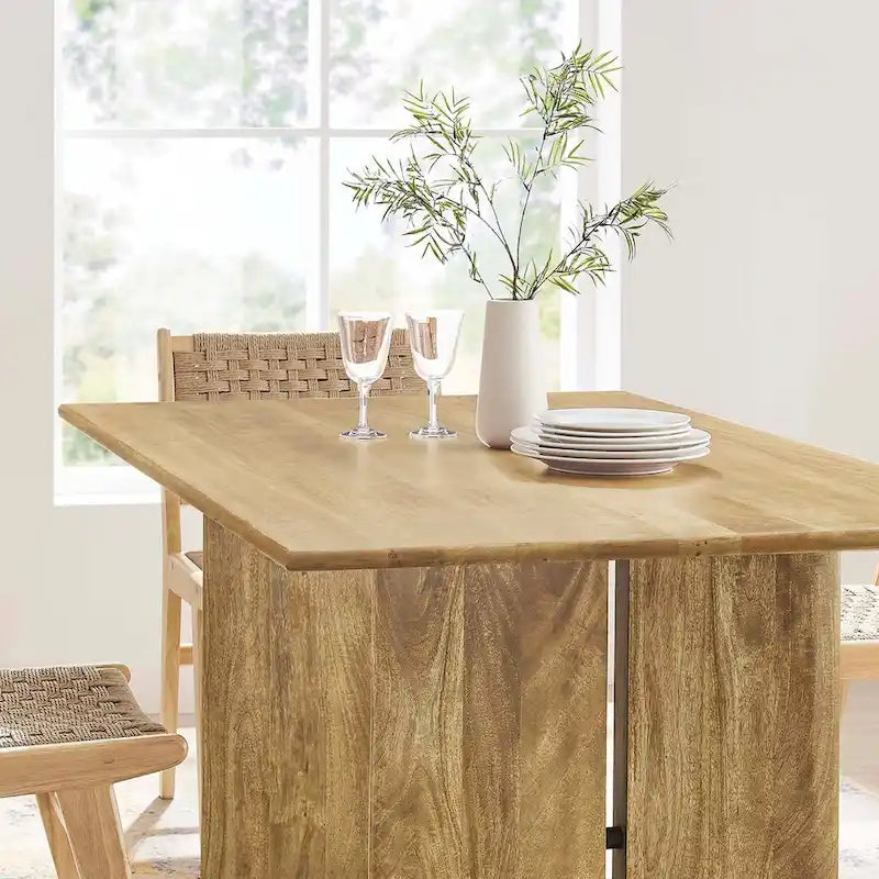 Walnut / Oak Rectangular Wood Dining Table, Seats 6