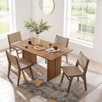 Walnut / Oak Rectangular Wood Dining Table, Seats 6