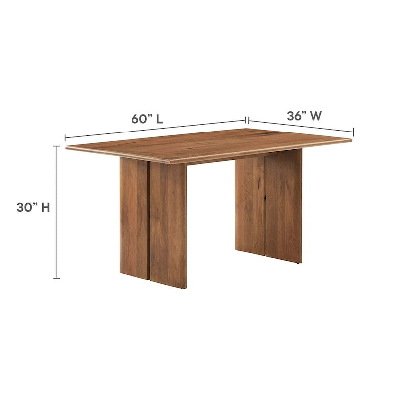 Walnut / Oak Rectangular Wood Dining Table, Seats 6