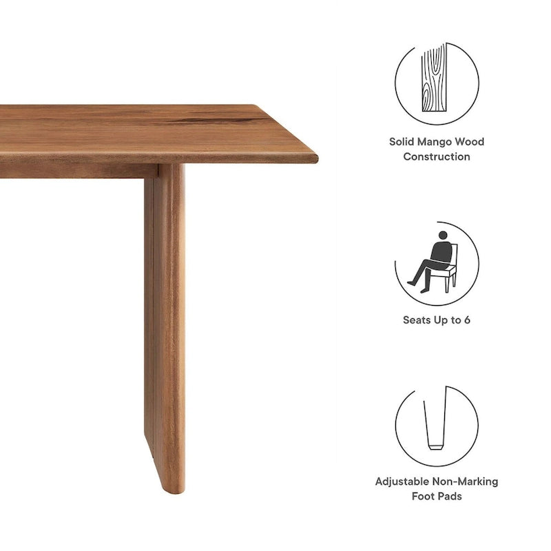 Walnut / Oak Rectangular Wood Dining Table, Seats 6