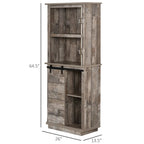 Vintage Sliding Barn Door Pantry Cabinet, 5-Tier Storage, 1-Person Assembly